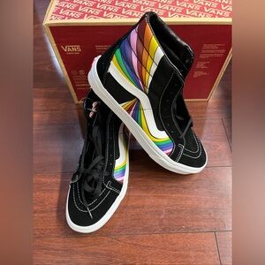 Mens 10 Vans Sk8 Hi Reissue Suede Canvas Refract Black Shoe Sneaker New HALF BOX